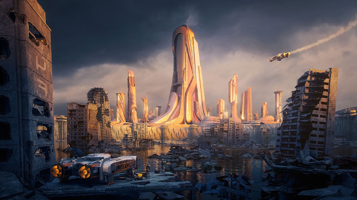 Sci-fi cityscape