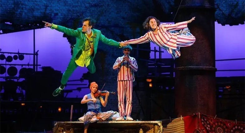 Peter Pan (Paul Hilton) and Wendy (Madeleine Worrall) in Peter Pan