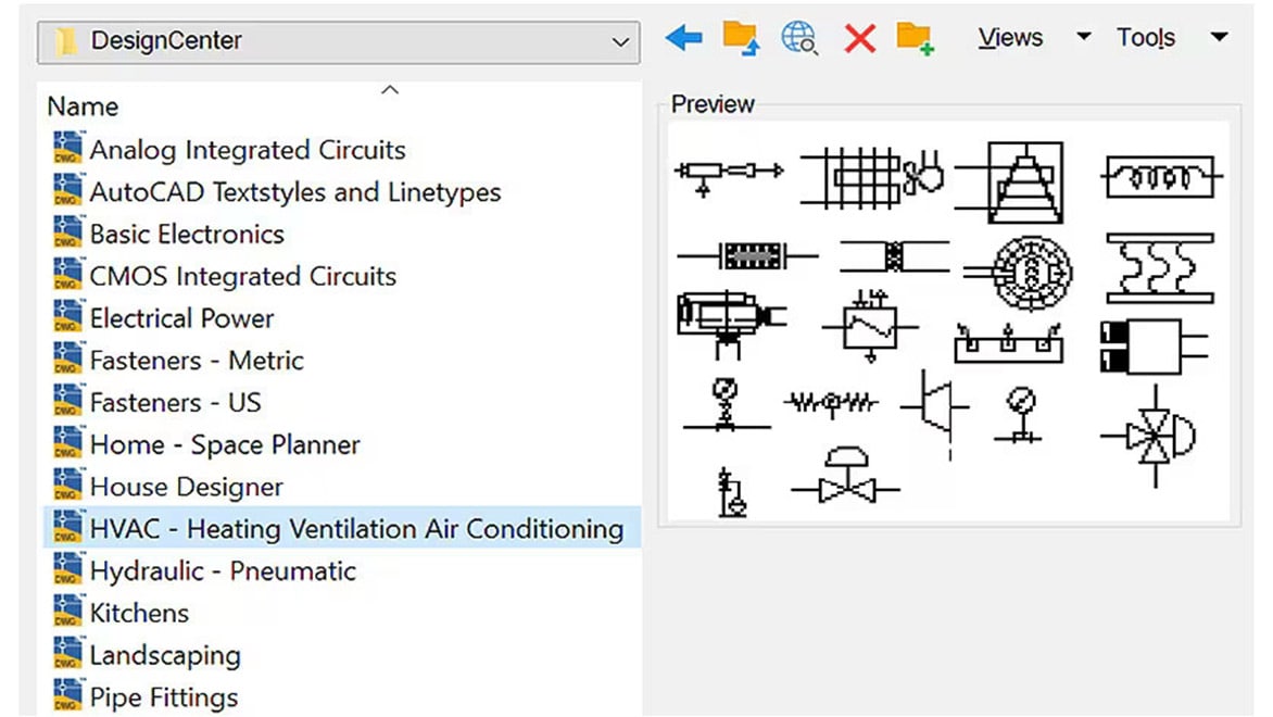 AutoCAD DesignCenter interface