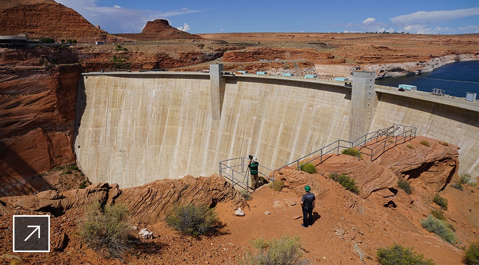 Laser-based technology, or lidar, captures measurements of the huge dam site by sending out pulses of light and measuring the time it takes to return to the source.